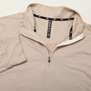LEG3ND Inspire Pullover Mens Large Beige Quarter Zip Stretch Long Sleeve Shirt